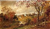 Jasper Francis Cropsey Canvas Paintings - Autumn Landscape - Saugerties, New York